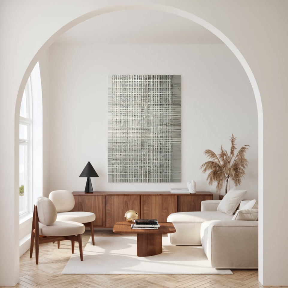 Abstract Grid Canvas Art for Living Room Decor June Wall Art