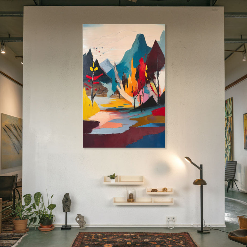 Autumn Reflections in the Mountains Landscape Art for Home Decor June Wall Art
