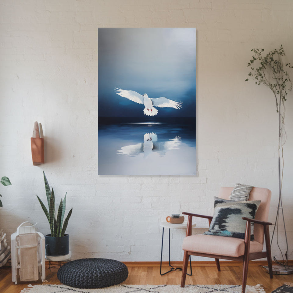 White Dove in Flight Modern Art Wall Decor June Wall Art