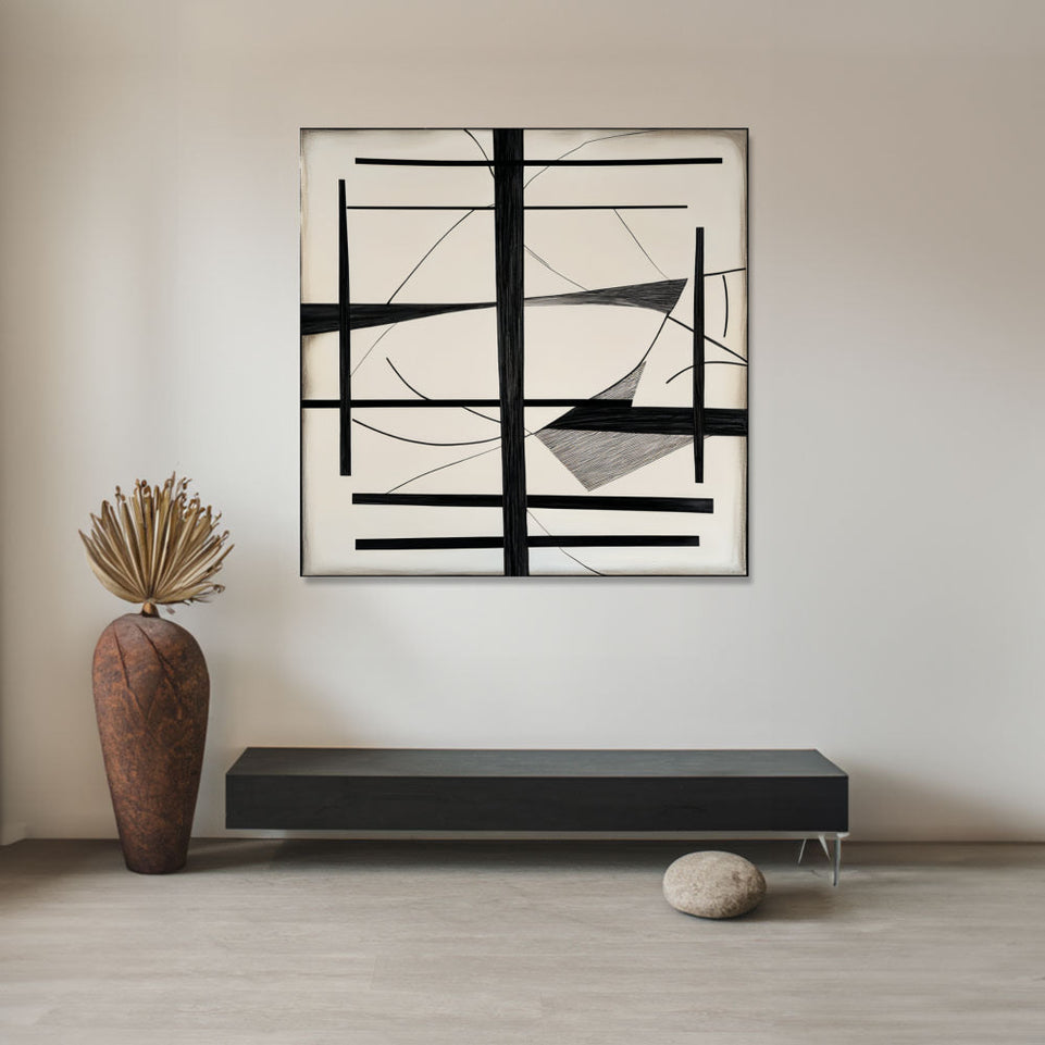 Abstract Geometric Harmony I Framed Canvas Art for Home Decor June Wall Art