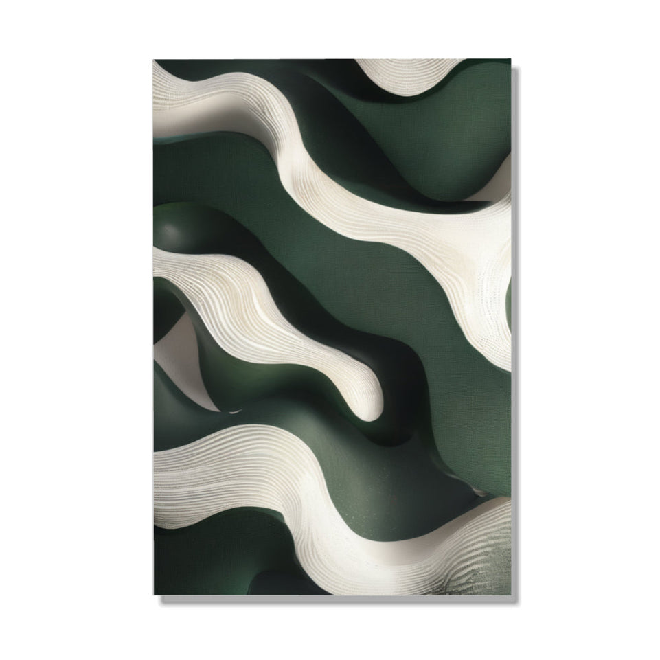 Abstract Waves in Emerald Green and White Canvas Art June Wall Art