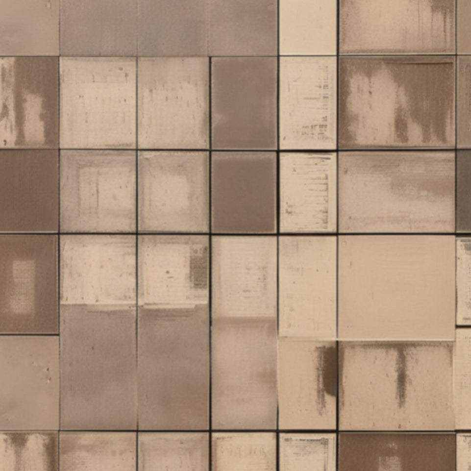 Abstract Grid I - Brown and Beige Squares Canvas Art for Home Decor June Wall Art