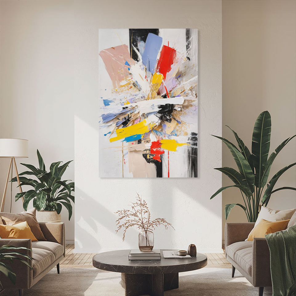 Abstract Expressionist Burst of Colors Canvas Art June Wall Art