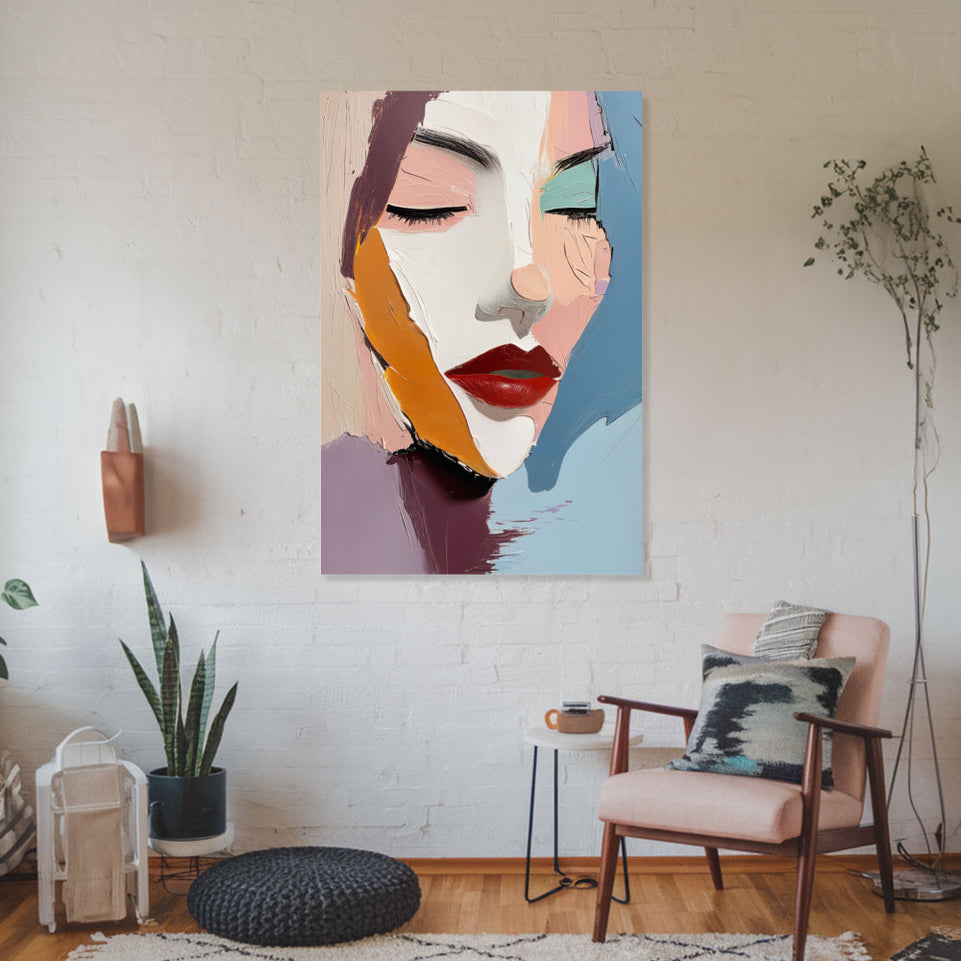 Modern Abstract Face Art Canvas Wall Art for Home Decor June Wall Art