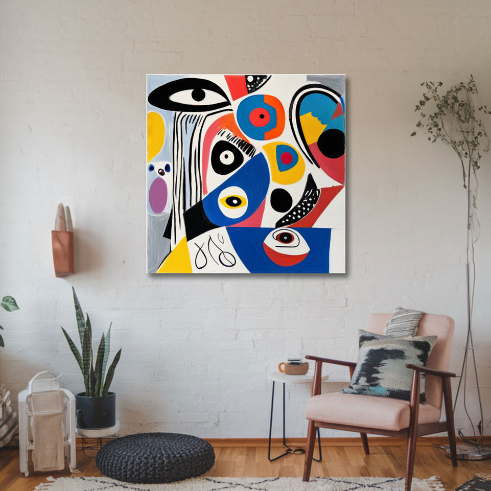 Colorful Abstract Faces Canvas Art June Wall Art