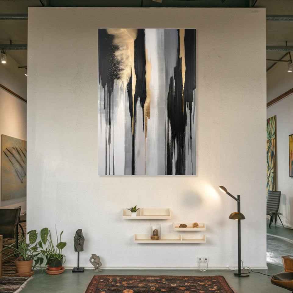 Golden Dawn Abstract Canvas Art for Home Decor June Wall Art