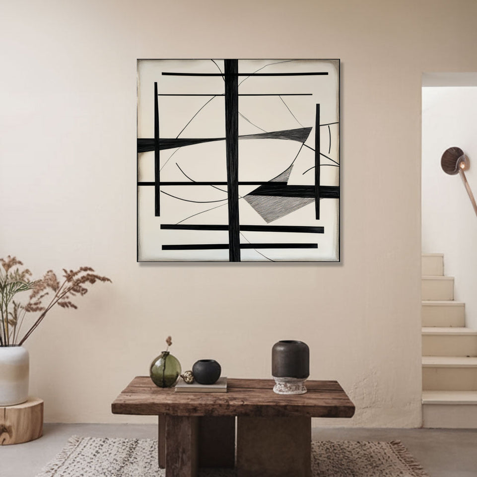 Abstract Geometric Harmony I Framed Canvas Art for Home Decor June Wall Art