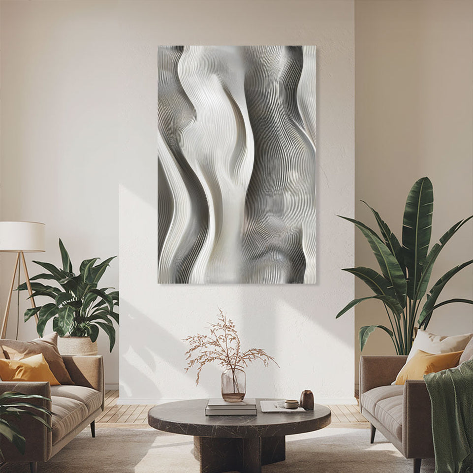 Silver Waves Abstract Wall Art Decor June Wall Art