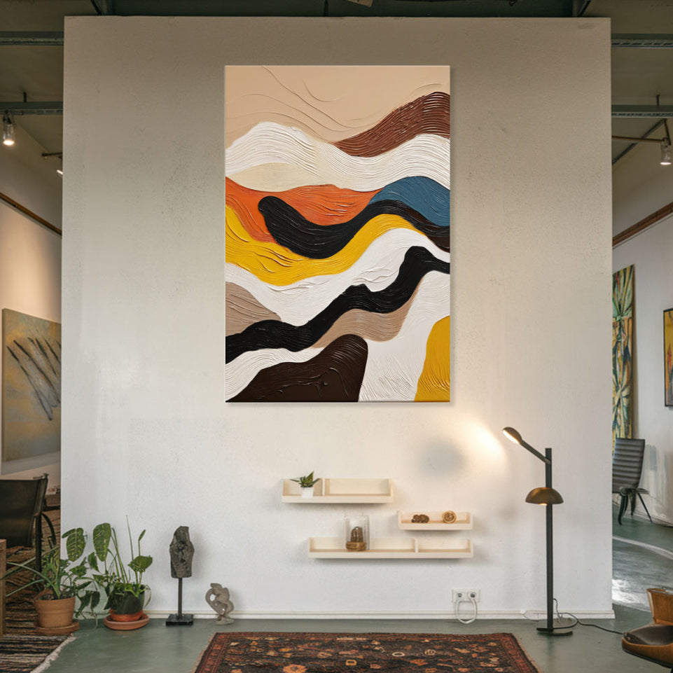 Abstract Waves of Serenity I Hand-Painted Canvas Art June Wall Art