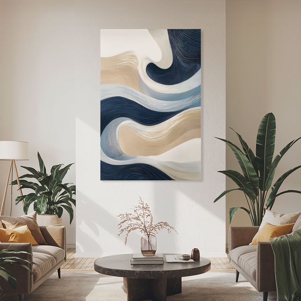 Serenity Waves Abstract Art Canvas Wall Decor June Wall Art