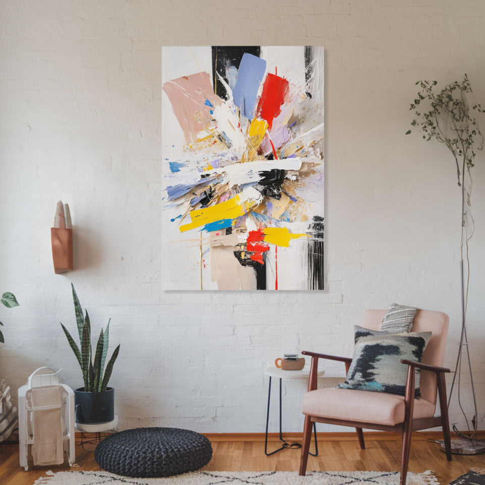 Abstract Expressionist Burst of Colors Canvas Art June Wall Art