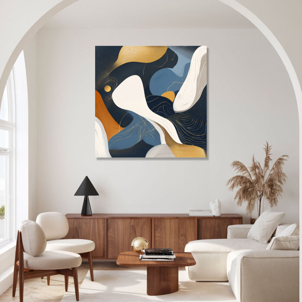 Golden Whispers I Abstract Canvas Art for Home Decor June Wall Art