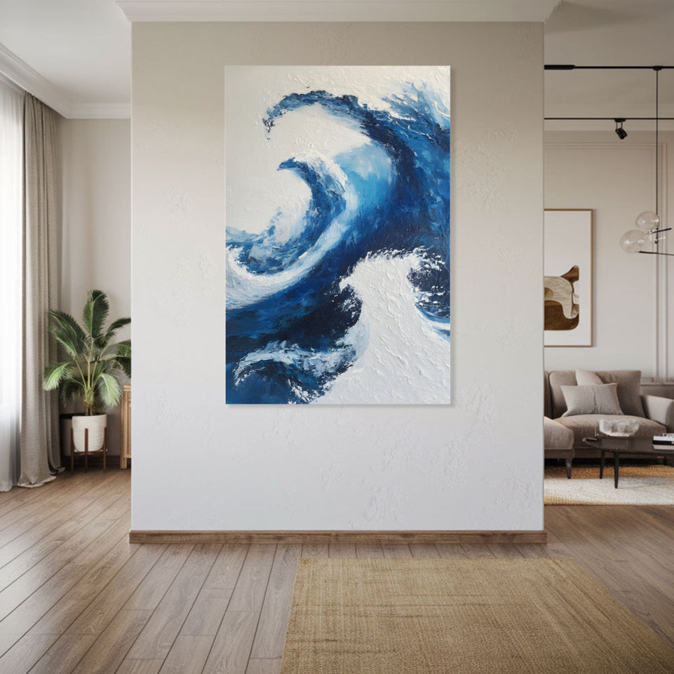 Blue Wave Abstract Art Modern Canvas Wall Art Home Decor June Wall Art