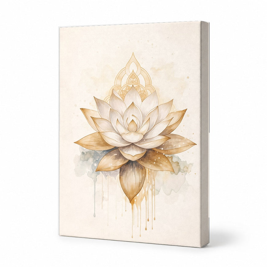 Elegant Watercolor Lotus Canvas Art Print Art Wall Art Wooden Frame for Tranquil Home Decor and Serene Spaces Modern Abstract Home Decor Framed Canvas Painting Ready to Hang Artwork Living Room Bedroom Office Wall Decor Premium Poster Print for Home