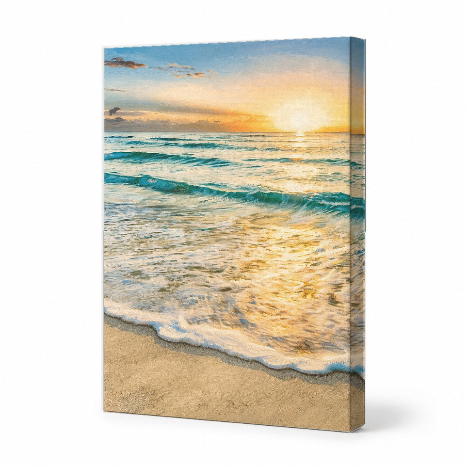Serene Seaside Sunset Canvas Art Print Art Wall Art Wooden Frame for Coastal Home Decor Living Room Bedroom Relaxing Vibes Modern Abstract Home Decor Framed Canvas Painting Ready to Hang Artwork Living Room Bedroom Office Wall Decor