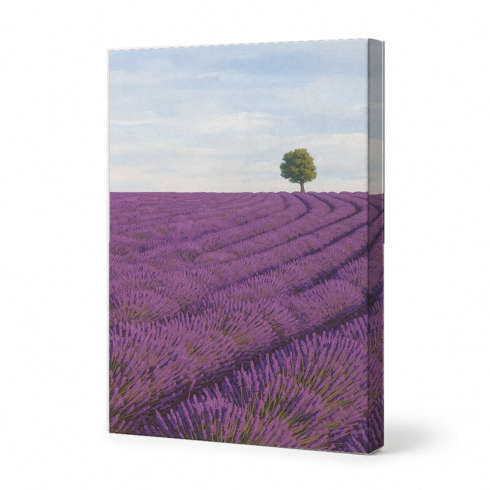 Lavender Fields with Tree Canvas Art Print Art Wall Art Wooden Frame Vibrant Purple Serenity for Home Living Room Decor Modern Abstract Home Decor Framed Canvas Painting Ready to Hang Artwork Living Room Bedroom Office Wall Decor