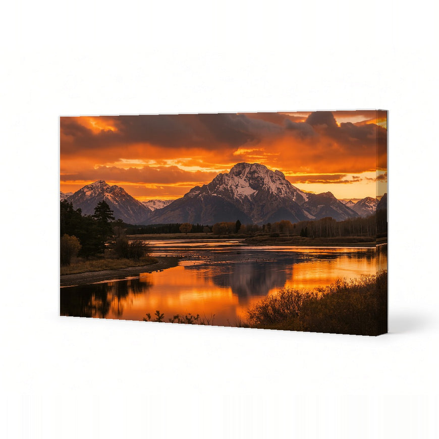 Majestic Mountain Sunset Canvas Art Print Art Wall Art Wooden Frame - Perfect for Living Room or Office Decor Modern Abstract Home Decor Framed Canvas Painting Ready to Hang Artwork Living Room Bedroom Office Wall Decor Premium Poster Print for Home