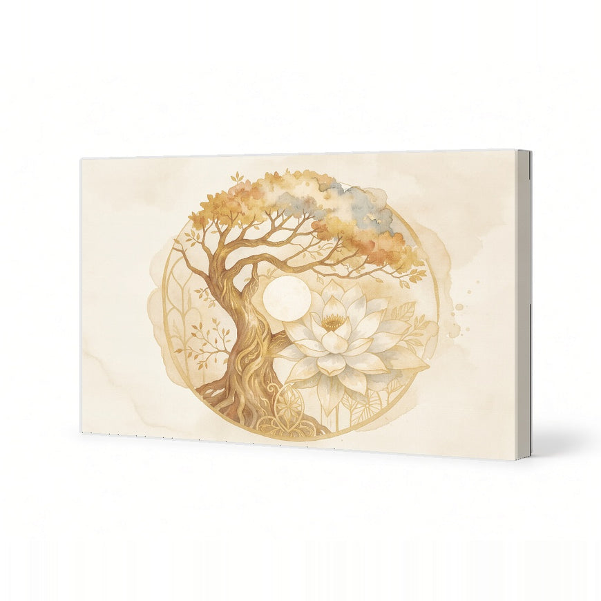 Serene Tree and Lotus Canvas Art Print Art Wall Art Wooden Frame for Tranquil Home Decor and Zen Spaces Modern Abstract Home Decor Framed Canvas Painting Ready to Hang Artwork Living Room Bedroom Office Wall Decor Gallery Quality Contemporary Interior