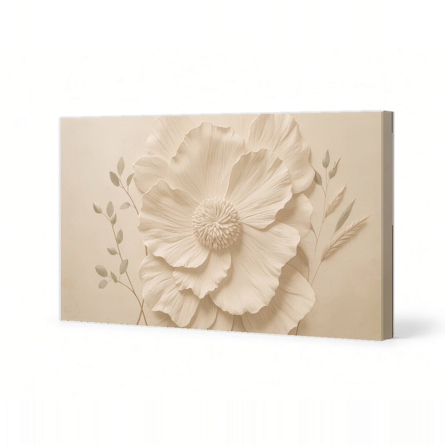 Elegant Floral Canvas Art Print Art Wall Art Wooden Frame - Soft Beige Flower Decor for Living Room, Bedroom, or Office Modern Abstract Home Decor Framed Canvas Painting Ready to Hang Artwork Living Room Bedroom Office Wall Decor