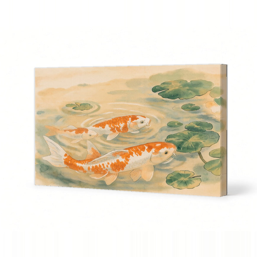 Koi Fish in Tranquil Water Canvas Art Print Art Wall Art Wooden Frame for Serene Home Decor and Zen Spaces Modern Abstract Home Decor Framed Canvas Painting Ready to Hang Artwork Living Room Bedroom Office Wall Decor Gallery Quality Contemporary Interior
