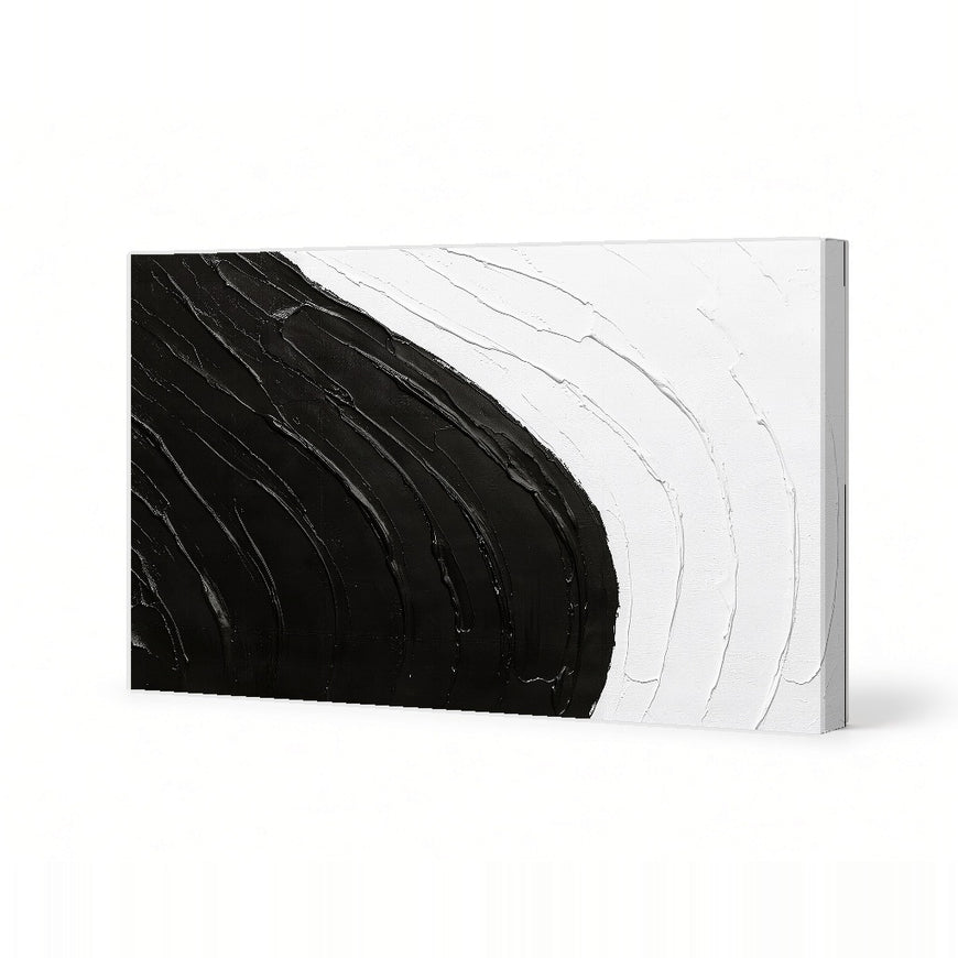 Abstract Black and White Waves Canvas Art Print Art Wall Art Wooden Frame Modern Minimalist Design for Home and Office Decoration Modern Abstract Home Decor Framed Canvas Painting Ready to Hang Artwork Living Room Bedroom Office Wall Decor