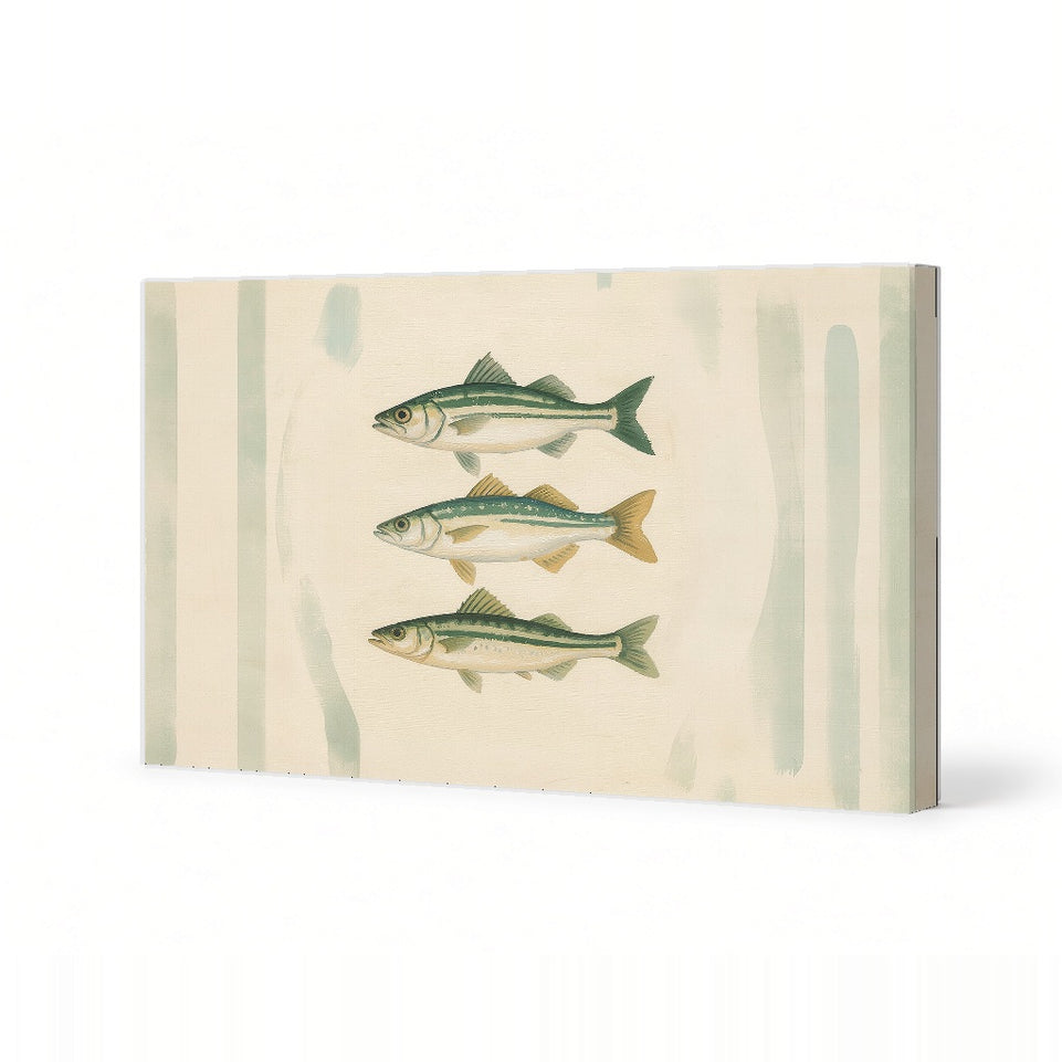 Elegant Sea Life Canvas Art Print Art Wall Art Wooden Frame with Striped Background for Kitchen Dining or Nautical Decor Modern Abstract Home Decor Framed Canvas Painting Ready to Hang Artwork Living Room Bedroom Office Wall Decor