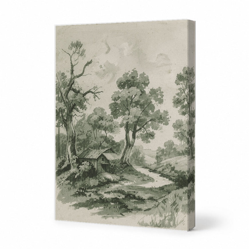 Serene Landscape Canvas Art Print Art Wall Art Wooden Frame for Rustic Home Decor, Nature Inspired Art for Living Room, Bedroom, Office Modern Abstract Home Decor Framed Canvas Painting Ready to Hang Artwork Living Room Bedroom Office Wall Decor