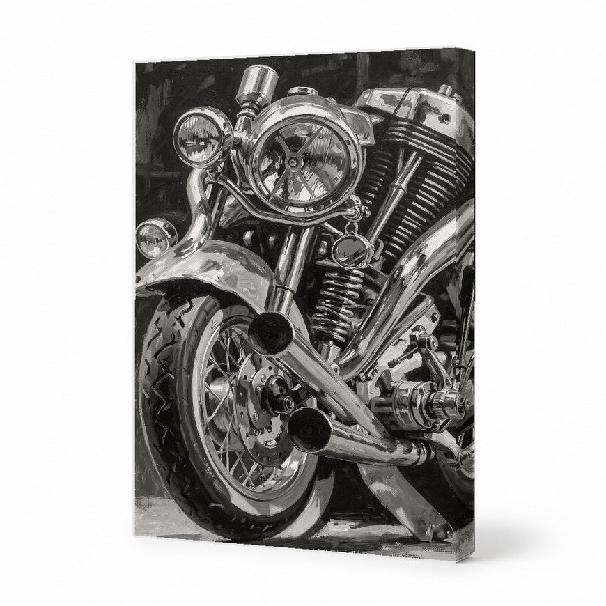 Vintage Motorcycle Canvas Art Print Art Wall Art Wooden Frame for Garage, Man Cave, or Living Room Decor, Black and White Artwork Modern Abstract Home Decor Framed Canvas Painting Ready to Hang Artwork Living Room Bedroom Office Wall Decor