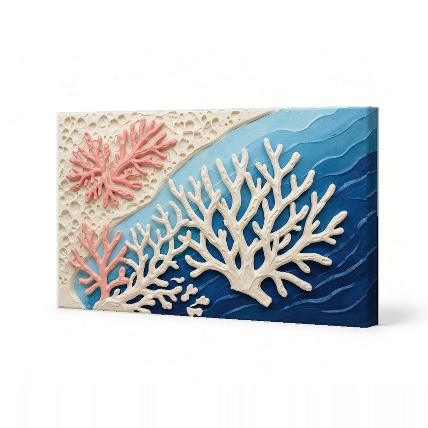 Coral Reef Inspiration Canvas Art Print Art Wall Art Wooden Frame for Coastal Decor, Beach House Aesthetic, Ocean Theme, Living Room, Bedroom, Office Modern Abstract Home Decor Framed Canvas Painting Ready to Hang Artwork Premium Poster Print for Home