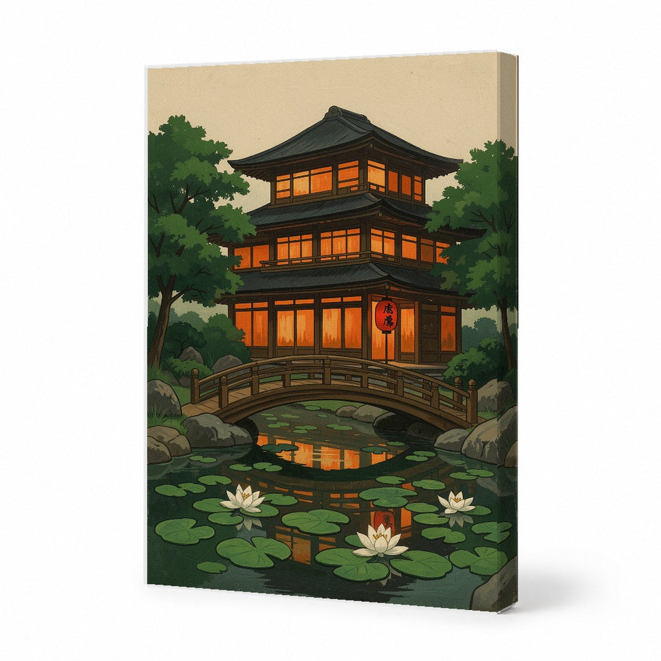 Tranquil Japanese Pavilion Canvas Art Print Art Wall Art Wooden Frame Ideal for Living Room Bedroom Office Décor Modern Abstract Home Decor Framed Canvas Painting Ready to Hang Artwork Living Room Bedroom Office Wall Decor Premium Poster Print for Home
