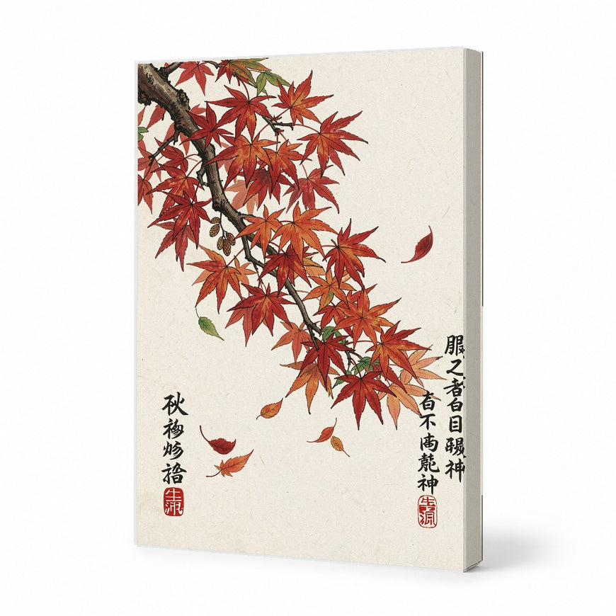 Autumn Leaves Canvas Art Print Art Wall Art Wooden Frame - Vibrant Red Maple Leaves with Nature's Warmth for Cozy Spaces Modern Abstract Home Decor Framed Canvas Painting Ready to Hang Artwork Living Room Bedroom Office Wall Decor