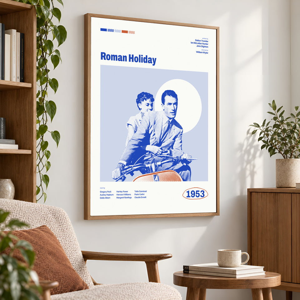 Roman Holiday Movie Poster Canvas Print, Minimalist Classic Film Art, 1953 Movie Wall Art, Canvas Poster Gift for Movie Lovers, Home Decor
