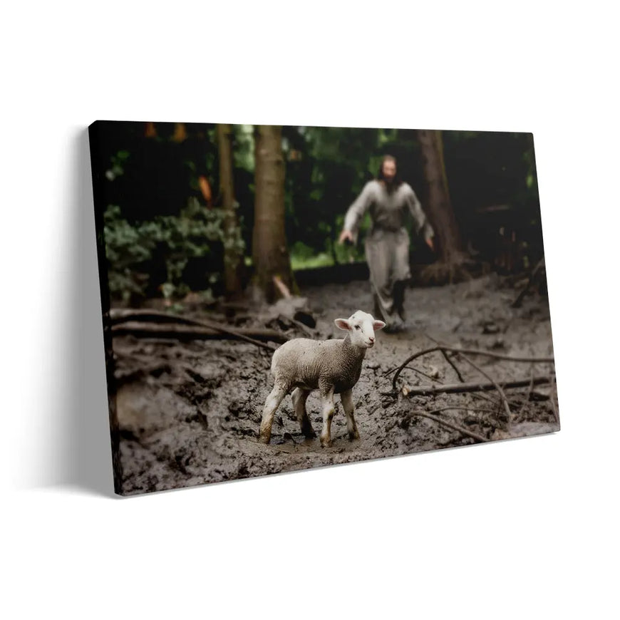 The Good Shepherd: Rescuing the Lost Lamb - Christian Canvas Wall Art June Wall Art