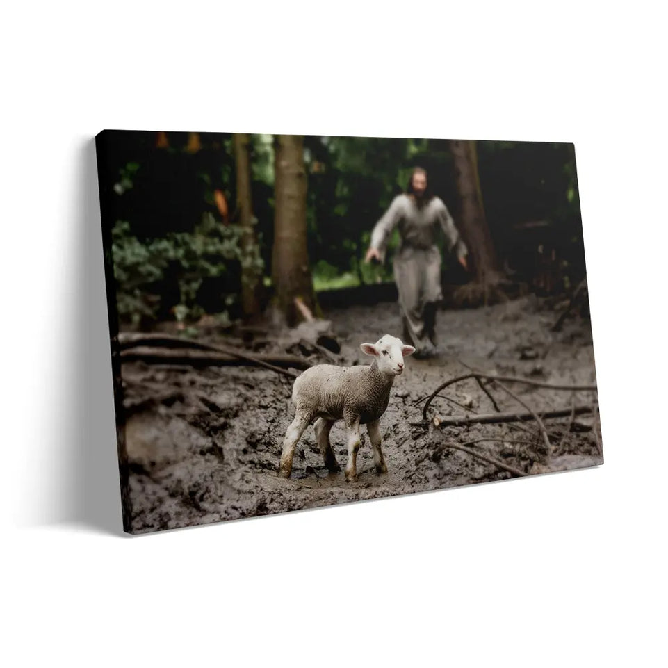 The Good Shepherd: Rescuing the Lost Lamb - Christian Canvas Wall Art June Wall Art