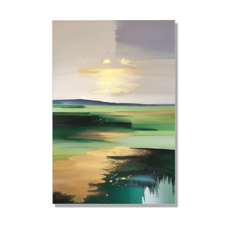 Golden Sunset Reflections Abstract Landscape Art June Wall Art
