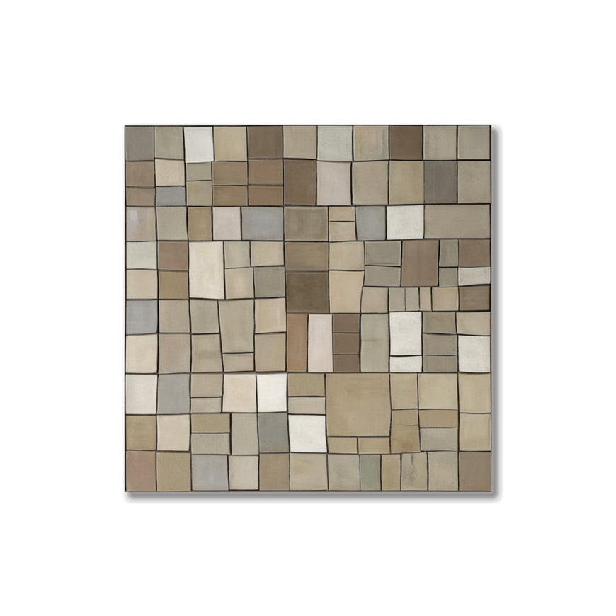 Abstract Mosaic Canvas Art  Large Square Wall Decor for Living Room and Bedroom June Wall Art