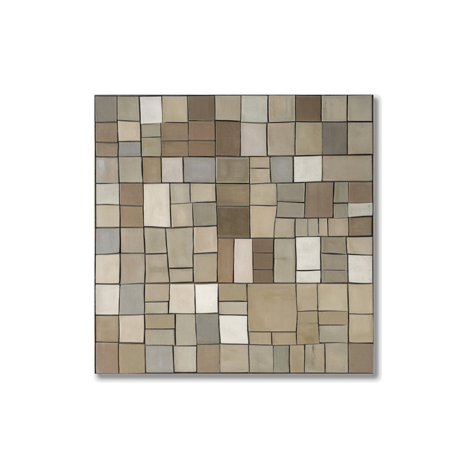 Abstract Mosaic Canvas Art  Large Square Wall Decor for Living Room and Bedroom June Wall Art