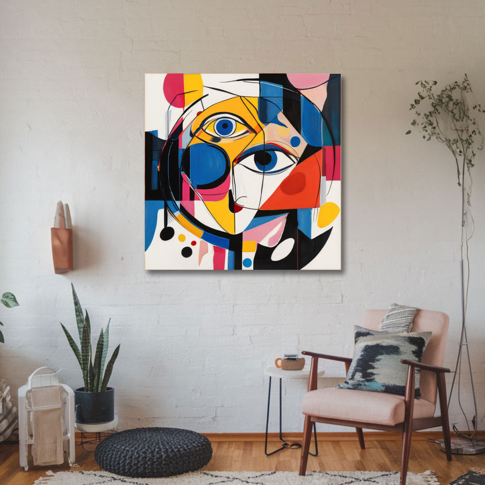 Abstract Face in Colors  Canvas Art June Wall Art
