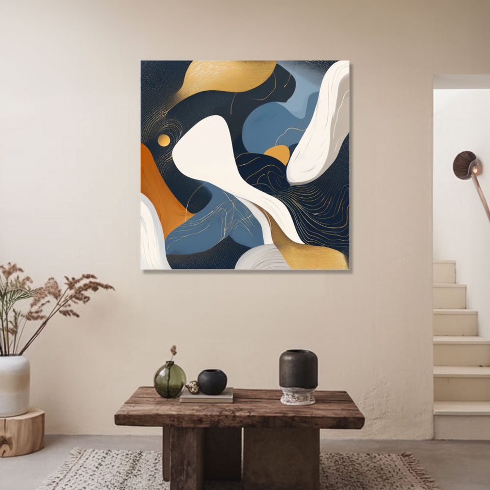 Golden Whispers I Abstract Canvas Art for Home Decor June Wall Art