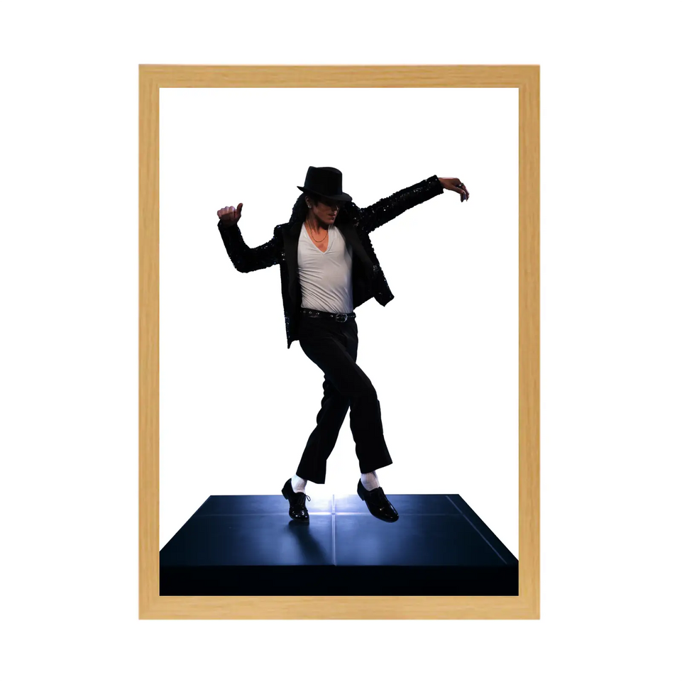 Michael Jackson Iconic Dancer Light Up Painting in Wooden Frame – Illuminated Stage Performance Art June Wall Art