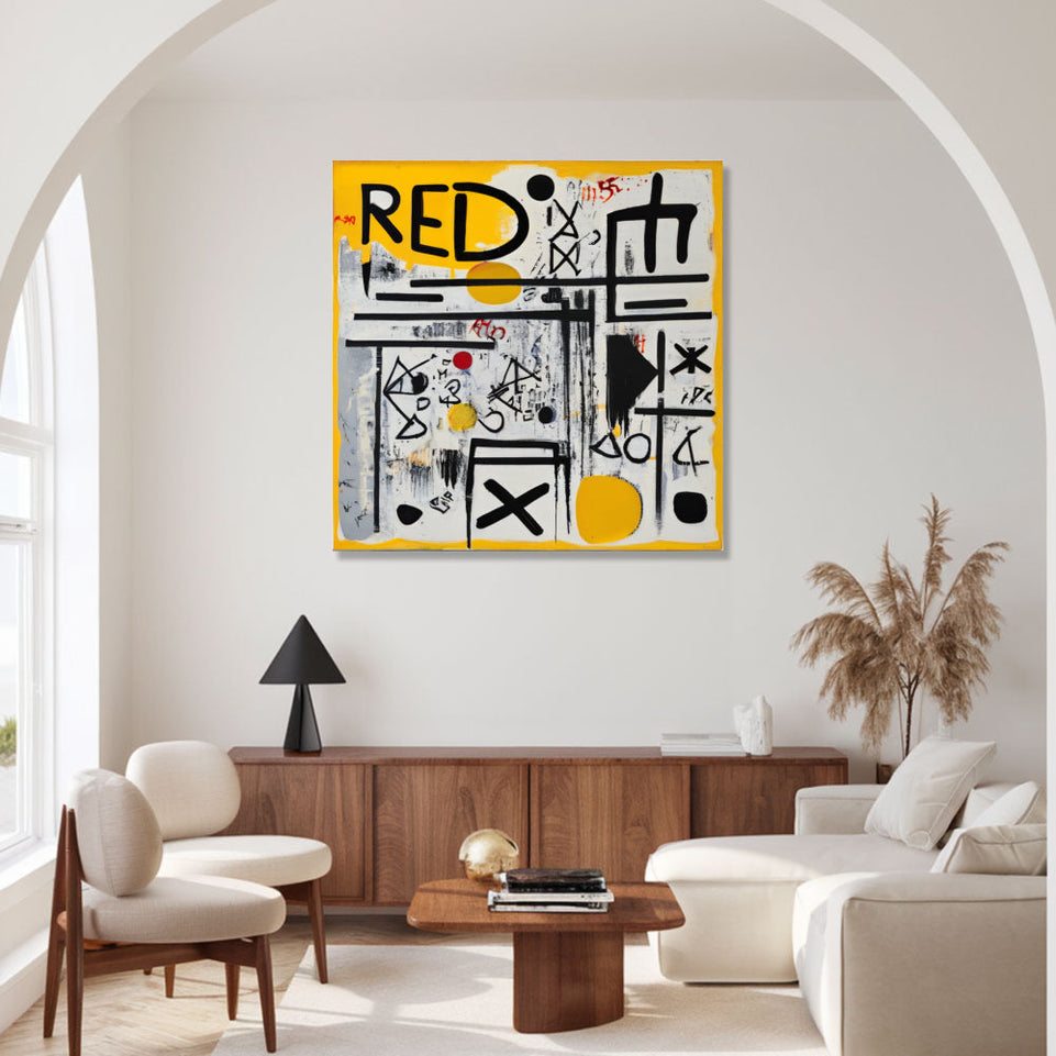 Urban Canvas Abstract Expressionism Art  Large Yellow and Black Graffiti Style Painting  Perfect for Living Room or Office Decor  High-Quality Giclee Print on Canvas  Ready to Hang Wall Art June Wall Art