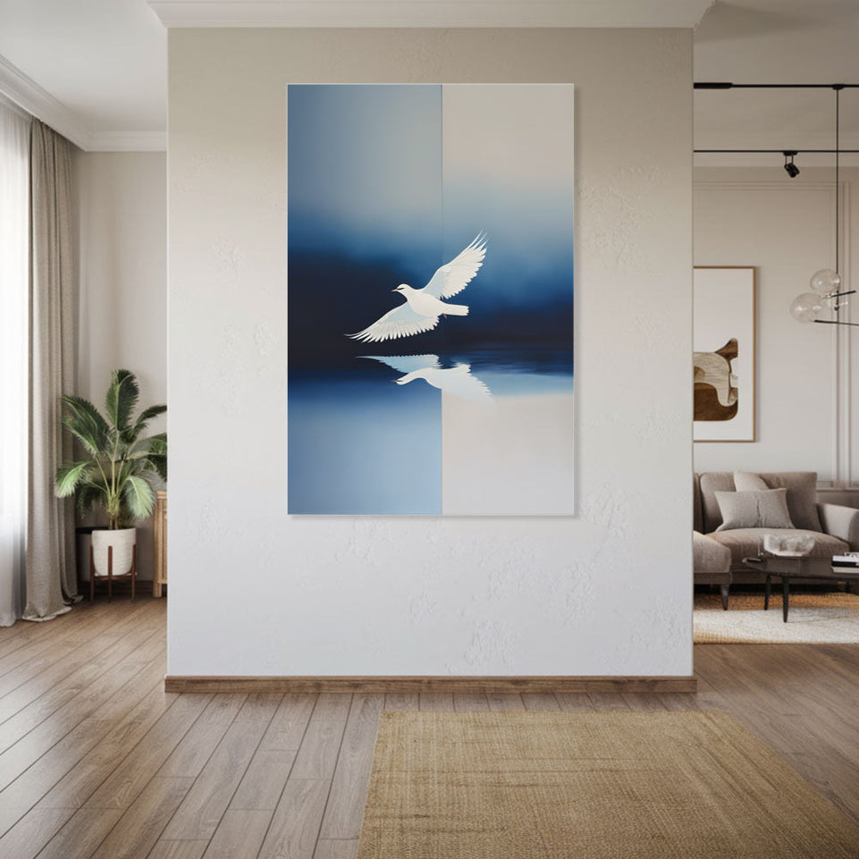 White Dove in Flight  Modern Art for Home Decor June Wall Art