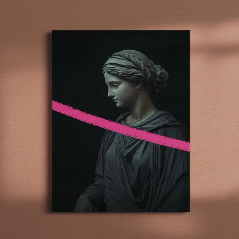 Helena - Modern Minimalist Roman Statue Wall Art with Color Accent - Canvas Print June Wall Art