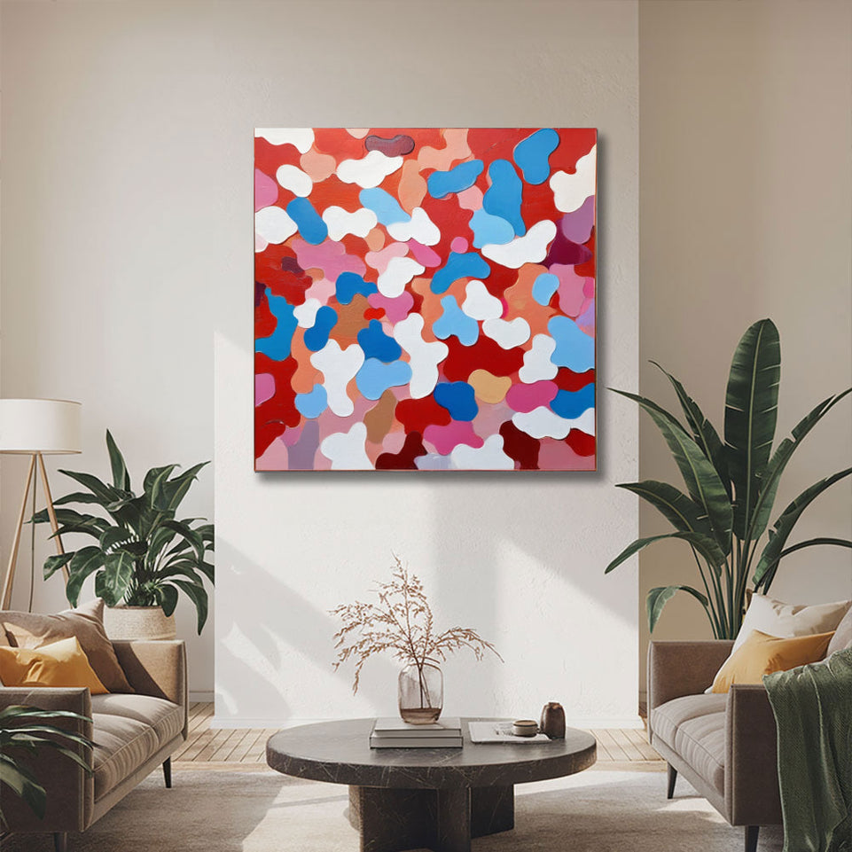 Colorful Abstract Blossoms I Vibrant Floral Canvas Art June Wall Art