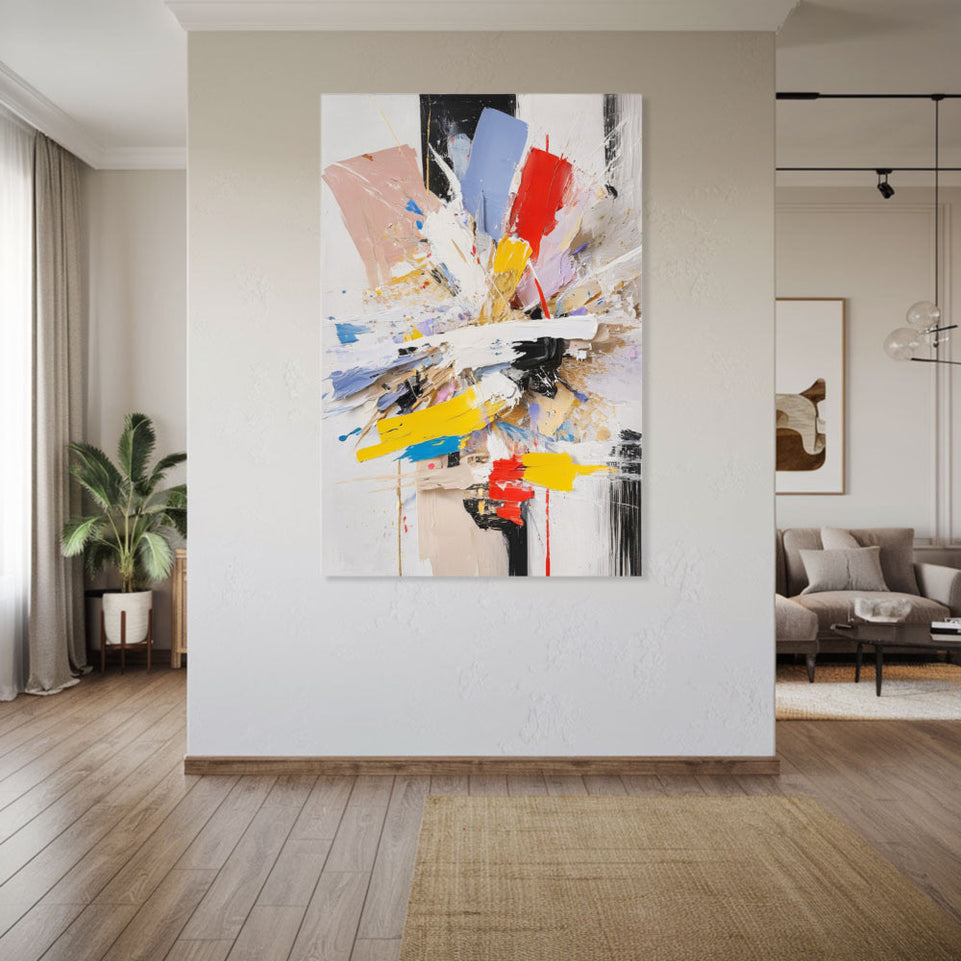 Abstract Expressionist Burst of Colors Canvas Art June Wall Art