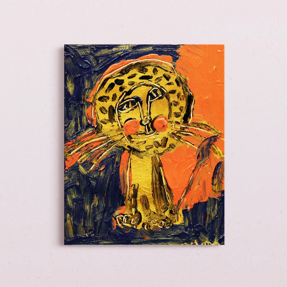 Sun Lion - Handcrafted Textured Art Print | Modern Animal Artwork in Vibrant color June Wall Art