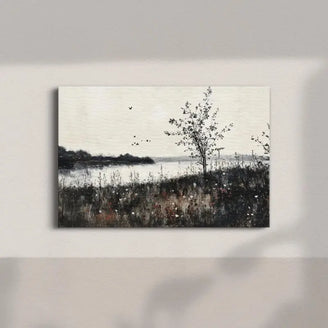 Serene Lakeside Landscape Canvas Print - Tranquil Countryside Wall Art for Peaceful Home Decor June Wall Art