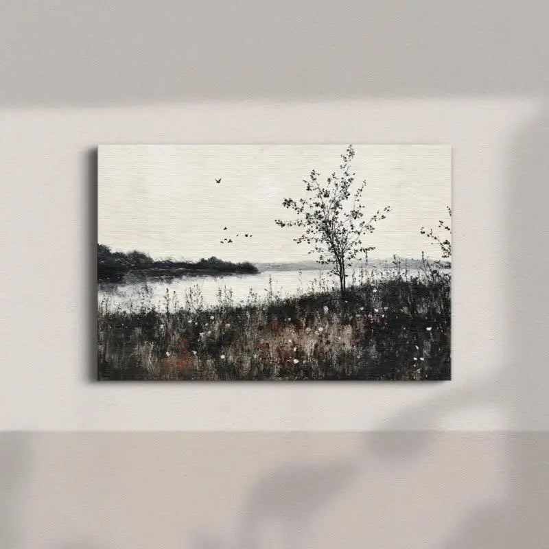 Serene Lakeside Landscape Canvas Print - Tranquil Countryside Wall Art for Peaceful Home Decor June Wall Art