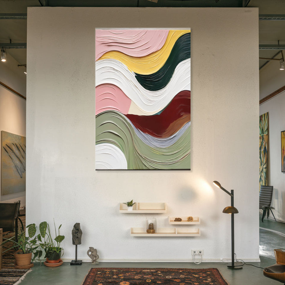 Modern Abstract Waves Canvas Art June Wall Art