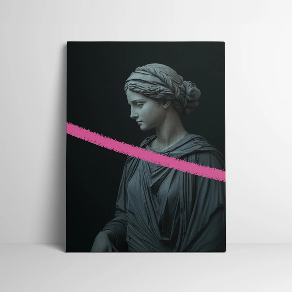 Helena - Modern Minimalist Roman Statue Wall Art with Color Accent - Canvas Print June Wall Art